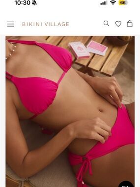 Bikini Village Hot Pink Adjustable Triangle Bikini Set